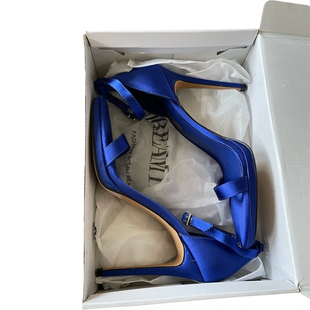 Dream Pairs Royal Blue Silky Bow Stiletto Heels Women’s Size 9.5